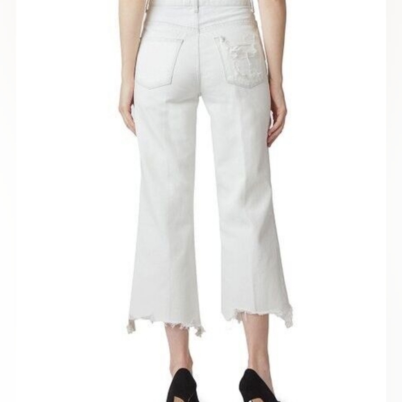 J BRAND White Denim Jeans cropped distressed high-rise wide-leg - Picture 3 of 5